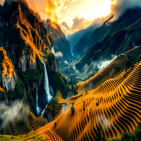 Rice terraces in Longsheng, Guangxi, Chinaの写真素材