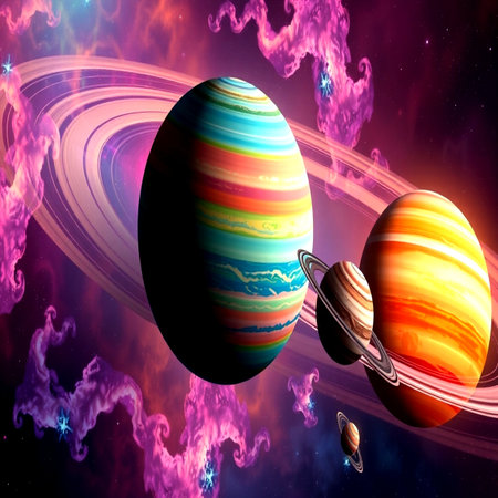 Solar System in space with planets and nebula. Elements of this image furnished by NASA