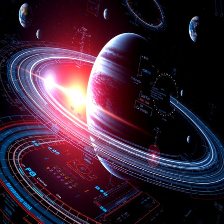 Planets in space against the background of the night sky. 3D rendering
