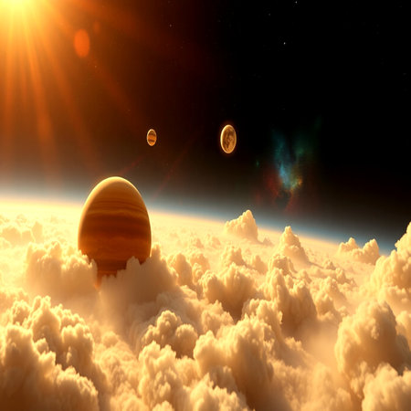 planet in the clouds. 3d render.