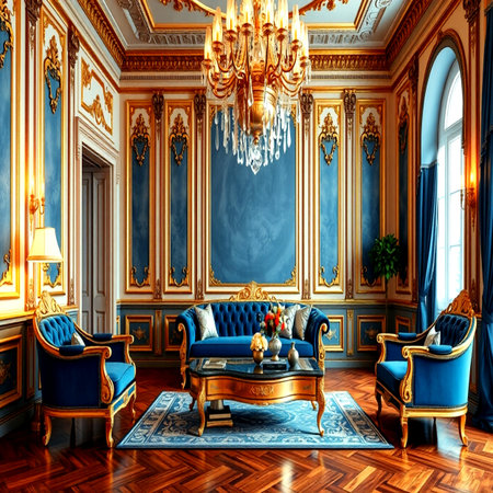 Luxury royal interior of the living room. 3D renderの写真素材