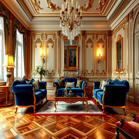 Luxury royal interior of the royal palace. 3D render