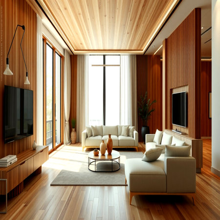 Interior of modern living room. 3D render concept design.の写真素材