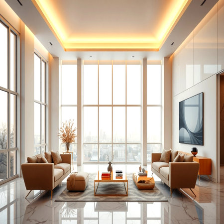 modern bright interiors apartment Living room 3D rendering illustration computer generated image