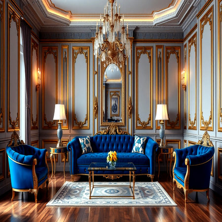 Luxury interior of the royal palace. 3D render.の写真素材