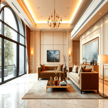 3d rendering beautiful luxury living room and dining room with tv and sofaの写真素材