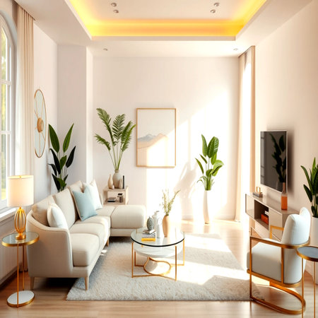 Modern living room interior design. 3D render. 3D illustration.の写真素材