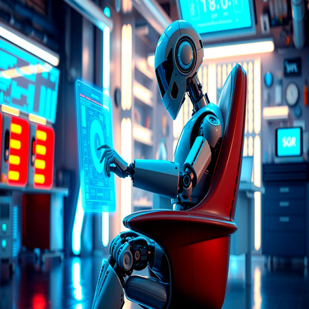 3d rendering humanoid robot working in a data center or information centerの写真素材