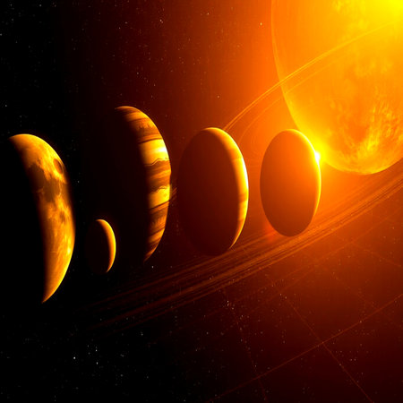 Solar System - Sun and planets in space. 3D illustration.の写真素材