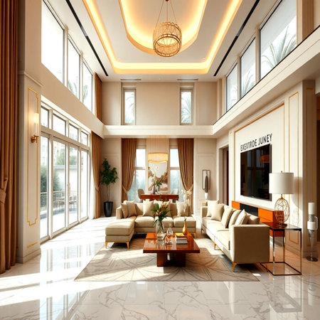 Luxury living room in classic style. 3D render.の写真素材