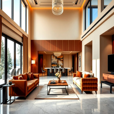 Luxury living room interior design. 3d render concept.の写真素材