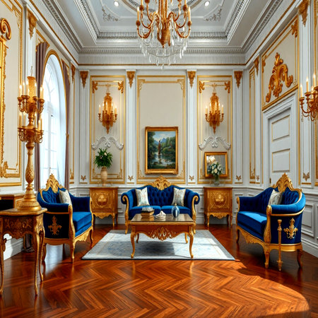 Luxury royal interior of the royal palace. 3D renderの写真素材