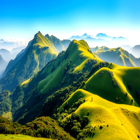 Beautiful alpine landscape in summer. Composition of nature.の写真素材