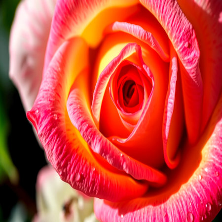 Beautiful pink rose with water drops on petals close-upの写真素材