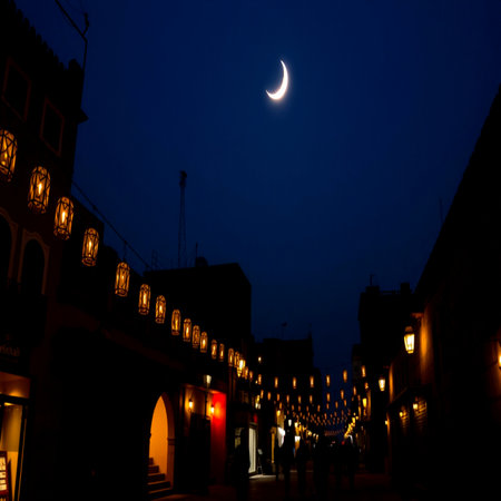 Night view of lanterns in the streets of the old city.の写真素材