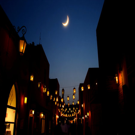 Ramadan Kareem, Ramadan lanterns in the old city.の写真素材