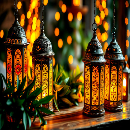 Beautiful lanterns for Ramadan Kareem. Festive decoration.の写真素材
