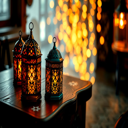 Lanterns on the table.の写真素材