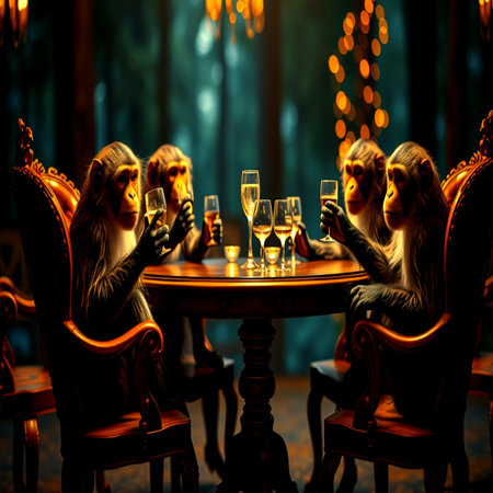 Two young women drinking champagne in the restaurant.の写真素材