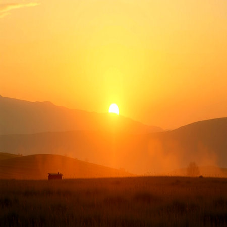Sunset in Tuscany, Italy. Rural landscape at summerの写真素材
