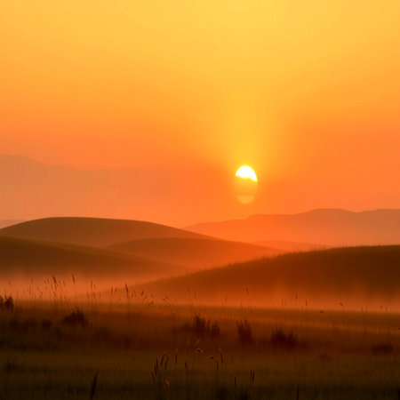 Sunset over the hillsの写真素材