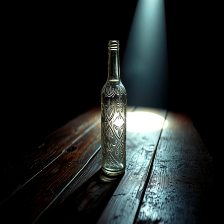 Old bottle on a dark background. Selective focus.の写真素材
