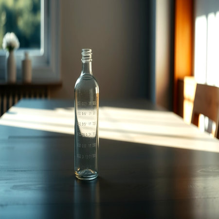 Bottle on the table. Selective focus.の写真素材