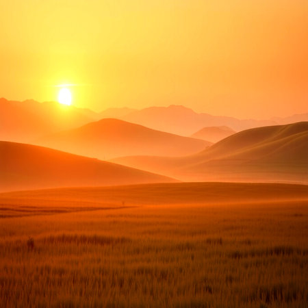 Sunset over sand dunesの写真素材