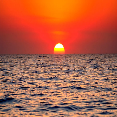 Beautiful sunset over the sea. Sunset over the sea. The sun sets over the sea.