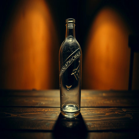 Bottle on a dark wooden background.