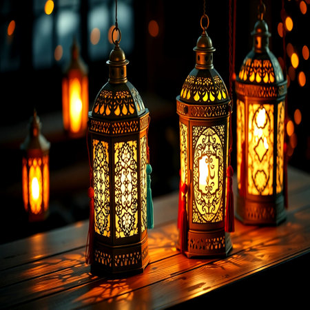 Traditional Arabic decorative lamps. Ramadan Kareem background. Selective focus.の写真素材