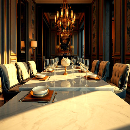 3d rendering of a luxury dining room in the old style.の写真素材