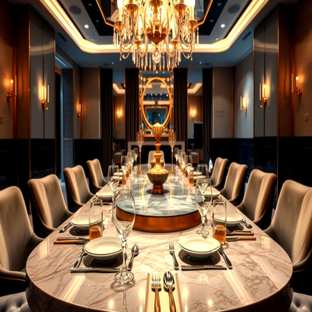 Luxury dining room interior in luxury hotel. 3d renderingの写真素材