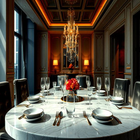 Luxury interior of a restaurant. 3D rendered illustration.の写真素材