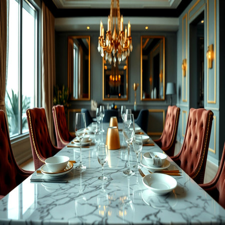Interior of a luxury restaurant with elegant furniture. 3d rendering