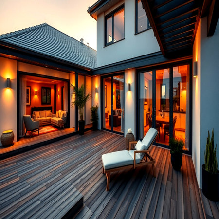 3d rendering of modern cozy house with pool and parking for sale or rentの写真素材