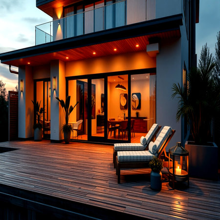 Luxury house in the evening. 3d rendering and illustration.の写真素材