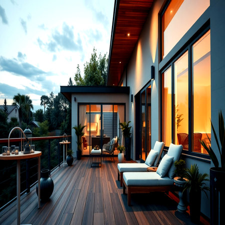 Outdoor terrace of a modern house. 3d rendering.の写真素材