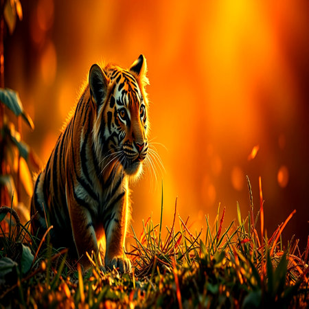 Tiger in the wild nature habitat. Tiger in natural habitat.の写真素材