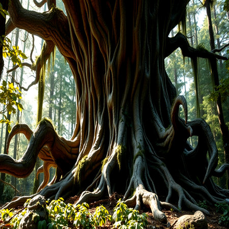Giant Sequoia Tree in Redwood National Park, Californiaの写真素材