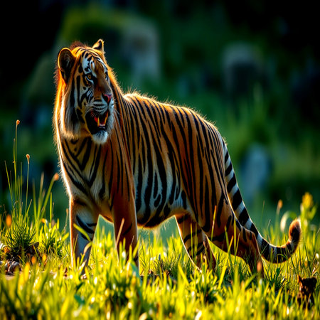 Siberian Tiger in the natural habitat. Wildlife scene from nature.の写真素材