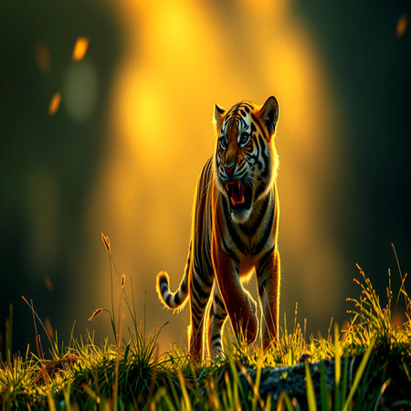 Siberian Tiger in the wild nature habitat. Wildlife scene from nature.の写真素材