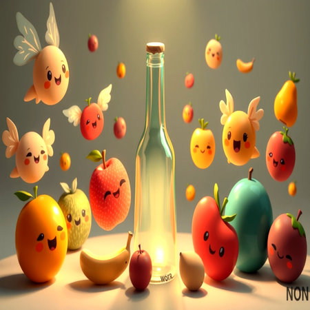 Funny cartoon fruit characters. 3d renderingの写真素材