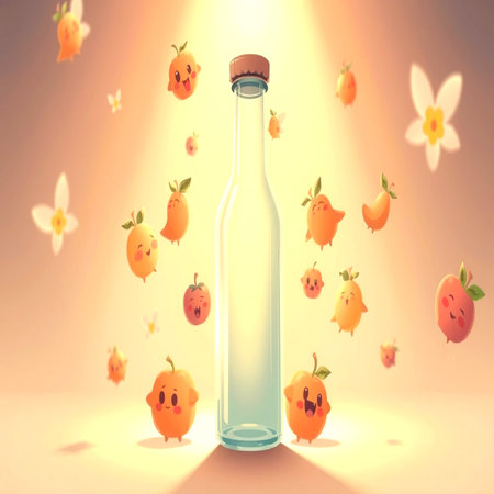 Fruit in a bottle on a light background. 3d renderingの写真素材