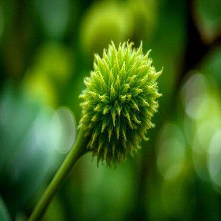 Close up of green flower in the garden on blurred background, stock photoの写真素材