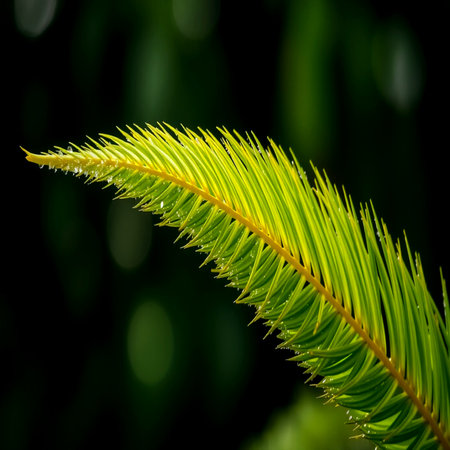 Close up of a green leaf on a blurred green background with copy space