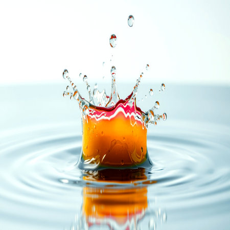 water drop collision on a wet surface with ripples and ripplesの写真素材