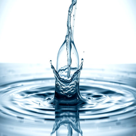 Water Splash. Splash effect after collision a falling drops with water Surfaceの写真素材