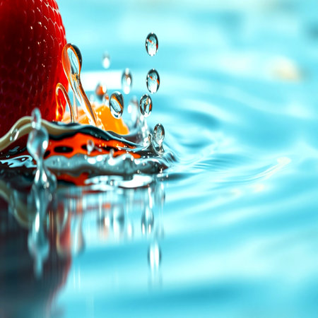 splash of water on the surface of a drop of fresh fruit