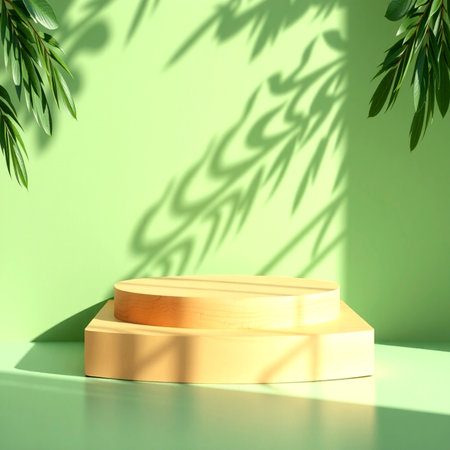 3d render, abstract minimal scene with geometrical forms, podium for product presentationの写真素材